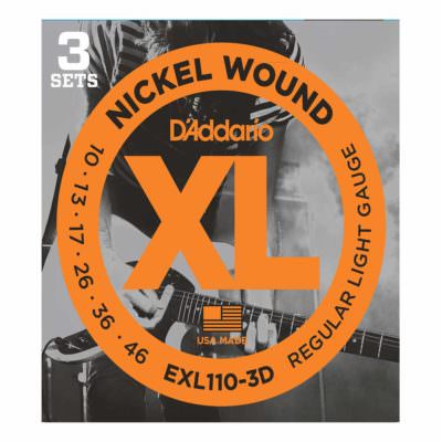 3 סטים מיתרים לגיטרה חשמלית דדריו - 10-46 - Daddario EXL110-3D Nickel Wound 3Pack