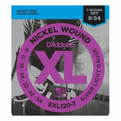 מיתרים לגיטרה 7 חשמלית דדריו - 9-54 - Daddario EXL120-7 Nickel Wound 7 String