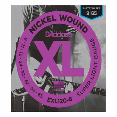 מיתרים לגיטרה 8 חשמלית דדריו - 9-65 - Daddario EXL120-8 Nickel Wound 8 String