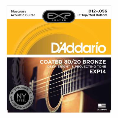 מיתרים לגיטרה אקוסטית דדריו - 12-56 - Daddario EXP14 Coated 80/20 Bronze Acoustic Guitar Strings