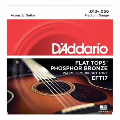 מיתרים לגיטרה אקוסטית דדריו - 13-56 - Daddario EFT17 Phosphor Bronze Flat Tops Guitar Strings
