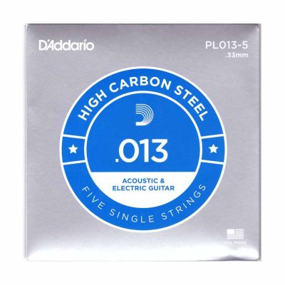 5 יחידות מיתר בודד לגיטרה דדריו - Daddario PL013-5 Plain Steel Single - 013