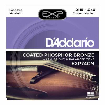 מיתרים למנדולינה דדריו - 11.5-40 - Daddario EXP74CM Coated Phosphor Bronze Mandolin Strings Custom Medium