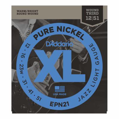 מיתרים לגיטרה חשמלית דדריו - 12-51 - Daddario EPN21 Pure Nickel
