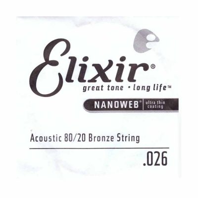 מיתר בודד לגיטרה אקוסטית אליקסיר - Elixir Nanoweb Single - 026