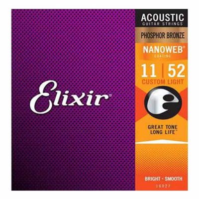 מיתרים לגיטרה אקוסטית אליקסיר - 11-52 - Elixir 16027 NANOWEB Phosphor Bronze