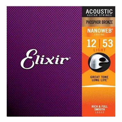 מיתרים לגיטרה אקוסטית אליקסיר - 12-53 - Elixir 16052 NANOWEB Phosphor Bronze