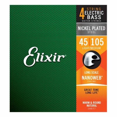 מיתרים לגיטרה בס אליקסיר - 45-105 - Elixir 14077 NANOWEB Nickel Plated Steel